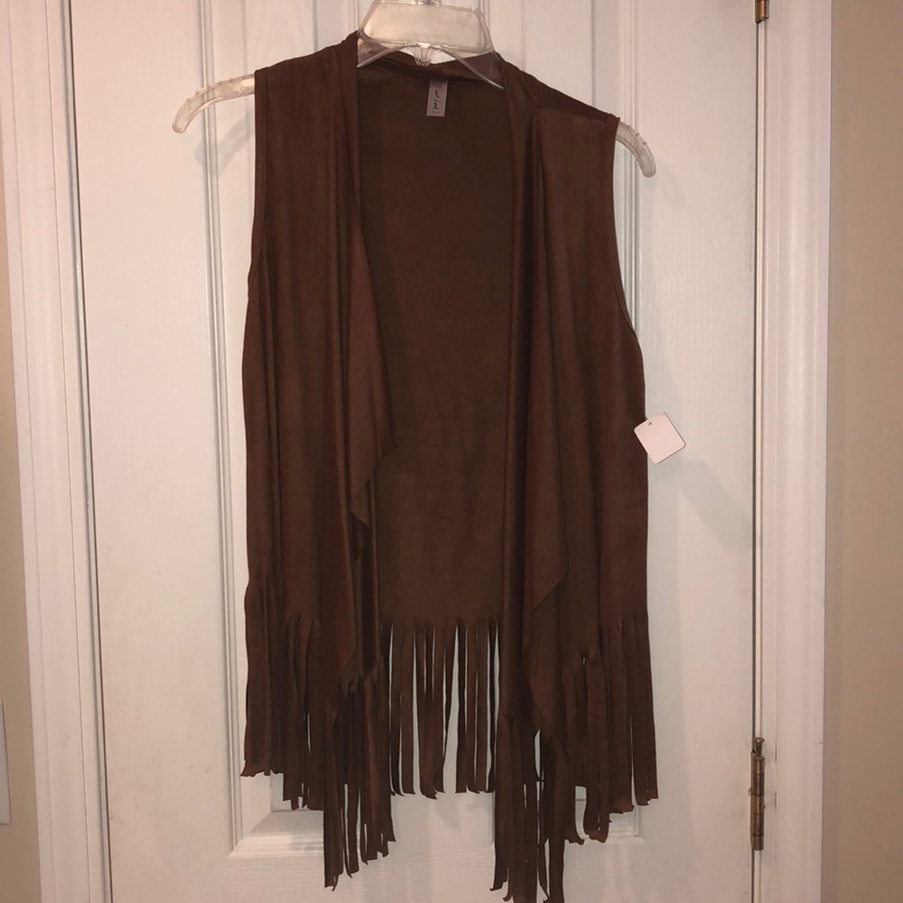 NWT brown fringe boutique vest